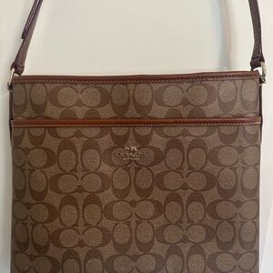 Coach Tan and Brown Signature Shoulder Bag